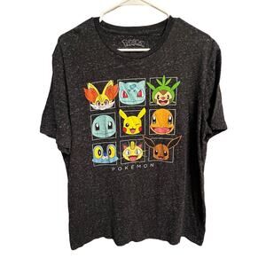 Pokémon Pikachu Bulbasaur Squirtle Charmander Short Sleeve T-Shirt Large Gray